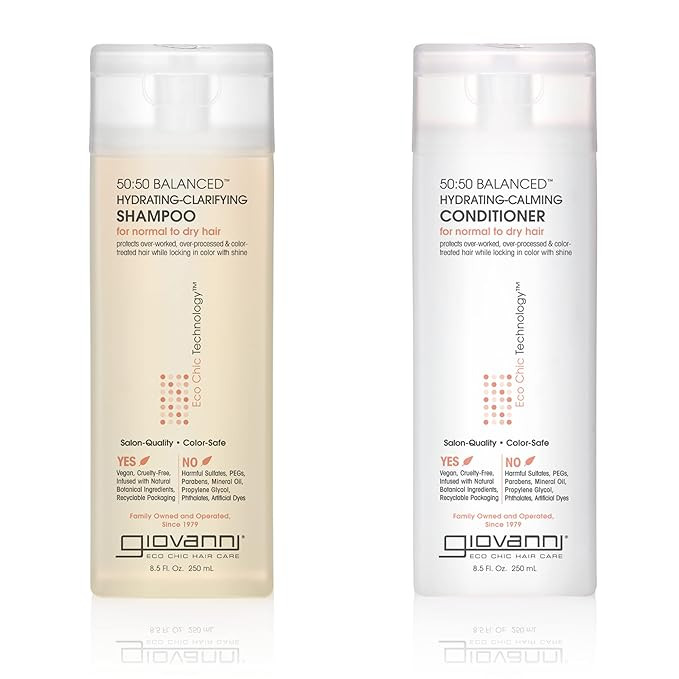 GIOVANNI 50:50 Balanced Shampoo & Conditioner Set - Hydrating, Clarifying, & Calming to Clean & M... | Amazon (US)