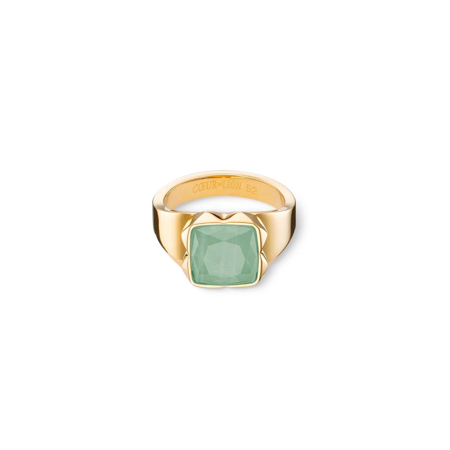 Ring Spikes Square Aventurine gold-green | Coeur de Lion