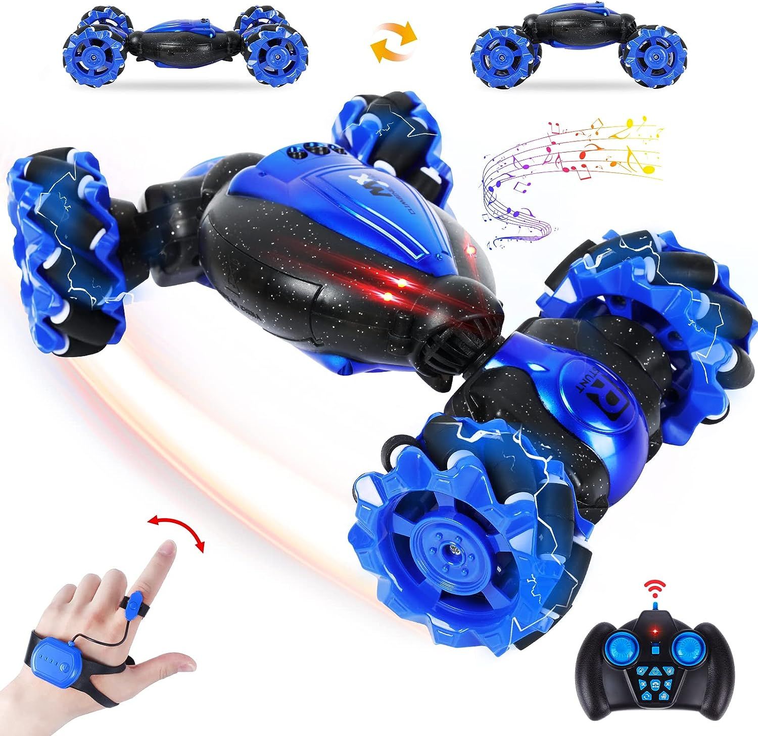 GILI Gesture Sensing RC Stunt Car, 2.4GHZ 4WD Double Sided Transform Vehicle with Music, Remote C... | Amazon (US)