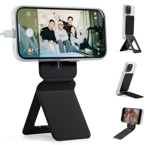 MOFT Phone Tripod Stand Selfie Stick for iPhone, Multi-Angles iPhone Stand, Lightweight & Portable Phone Holder, Strong Magnets, MOVAS Vegan Leather, Travel Essentials, Jet Black (Without Card Slot) | Amazon (US)