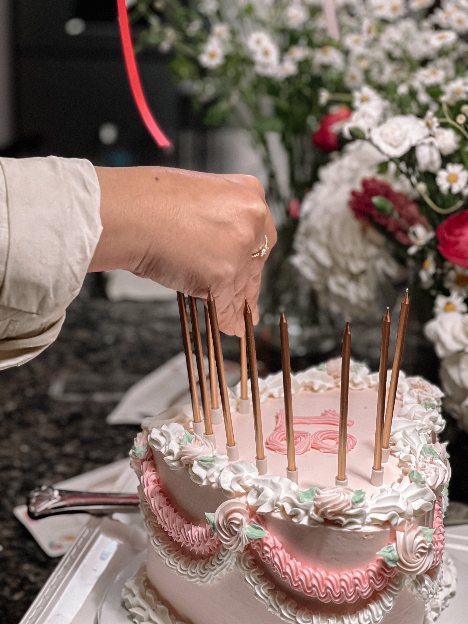 Because every birthday deserves a little extra flair.
This vintage-style cake with delicate piping and pastel pink details brought all the nostalgia—and these tall, gold candles made it feel even more special.

If you’re planning a birthday with vintage charm and dreamy, feminine vibes, I’ve linked the prettiest party finds to help you set the scene.

Shop the birthday look:
	•	Gold tall birthday candles
	•	Vintage-inspired celebration cake
	•	Floral arrangement must-haves
	•	Cake knife & server set
	•	Birthday decor (ribbons, party supplies)
	•	Pink party accents

Whether you’re going all out or keeping it simple, these little touches make a big impact. Tap to shop your next celebration.

#LTKHome #LTKParties