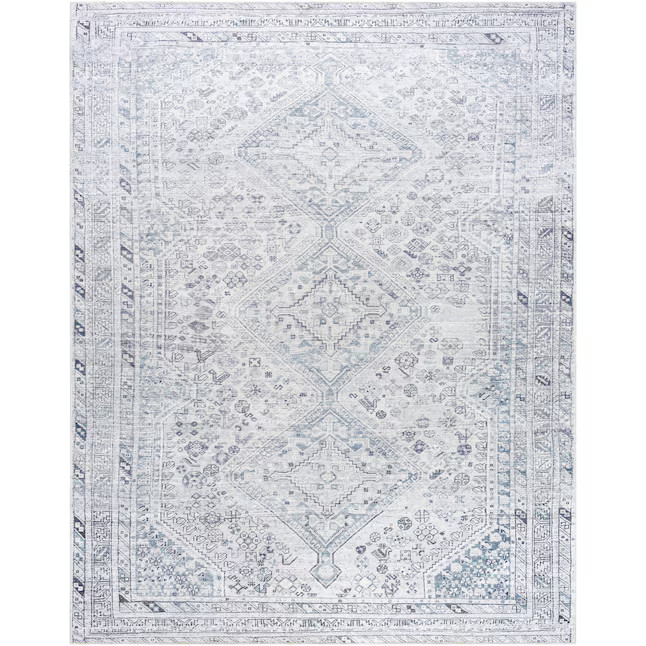 Livabliss 8 X 10 (ft) Blue Indoor Medallion Vintage Machine Washable Area Rug Lowes.com | Lowe's
