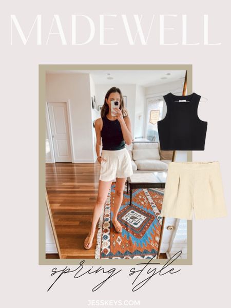 Madewell spring style I am loving 🤍

Spring shorts, linen shorts, black tank top, 

#LTKstyletip #LTKSeasonal