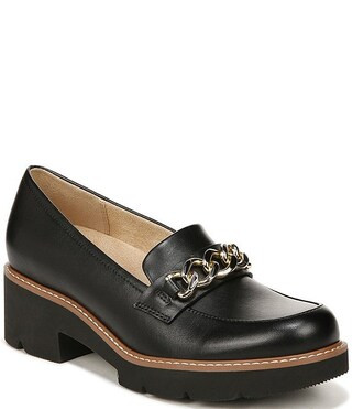 Desi Leather Chain Detail Lightweight Platform Lug Sole Loafers | Dillard's