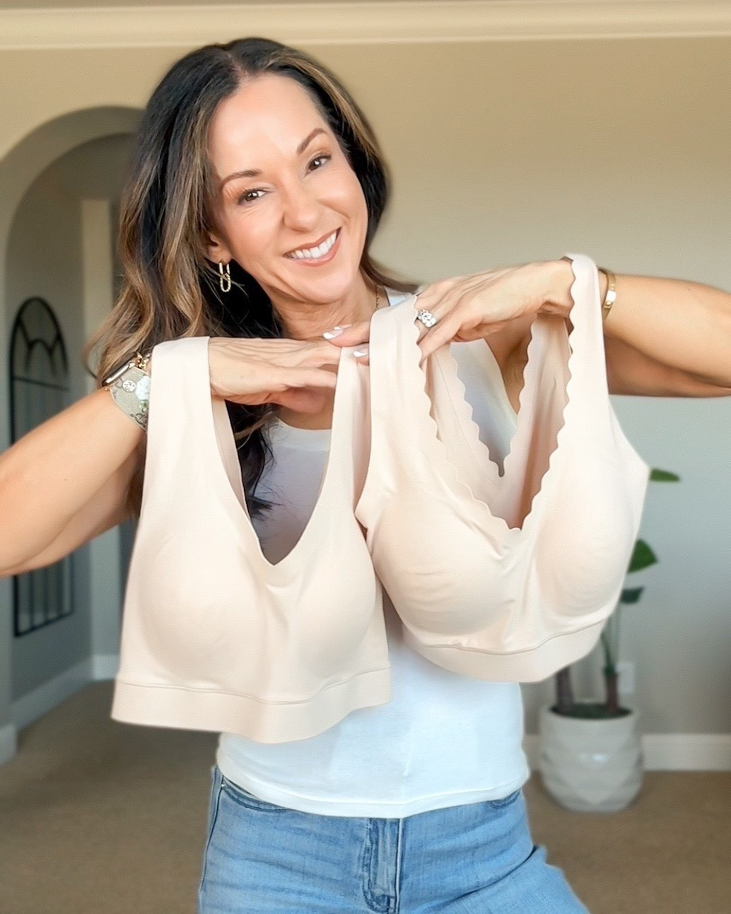 These wireless seamless bras are all about comfort without sacrificing support. The smooth fabric lays nicely under clothes, and I love having different neckline options depending on what I’m wearing.

Wireless bra, Seamless bra, Comfortable bra, Everyday bra, No wire bra, Smooth bra, V neck bra, Wardrobe basics, EverydayHolly

#LTKootd #LTKSeasonal #LTKOver40