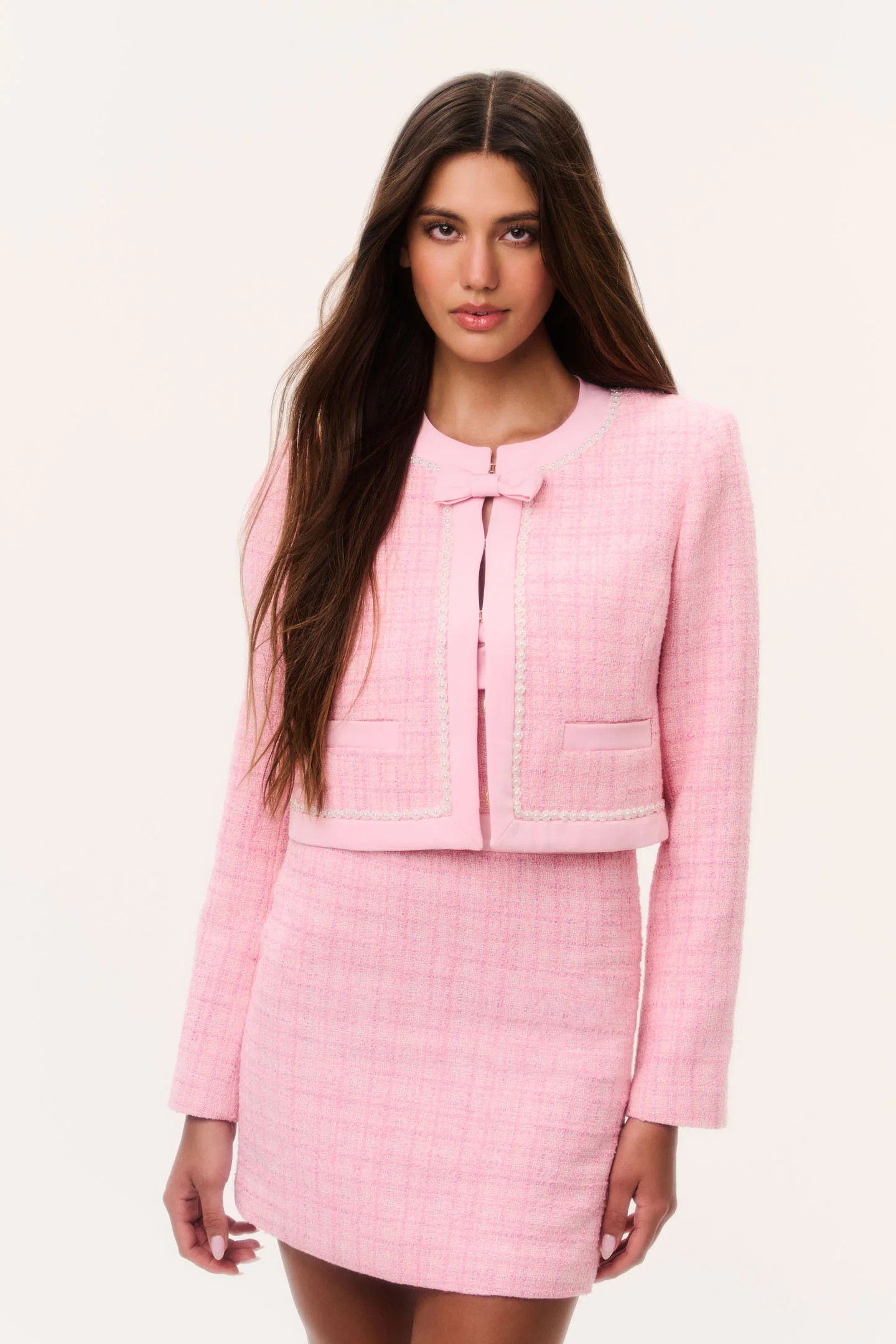 Ralphette Pearl-Embellished Tweed Jacket | LoveShackFancy
