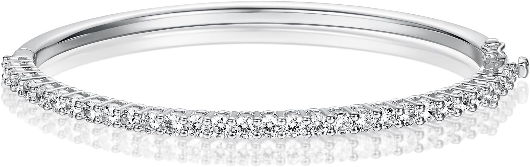 Gemsme Circle Cubic Zirconia Bangle,18K White Gold Plated 3mm Cubic Zirconia Bracelet Bangle for ... | Amazon (US)
