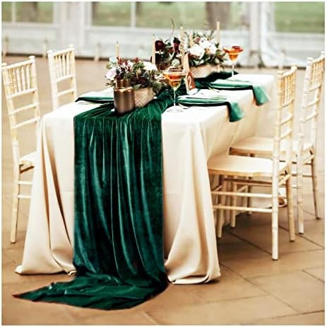 Wedding Decorations 29x 120 inch Green Table Runner Cotton Table Runner Emerald Velvet Fabric Table  | Amazon (US)