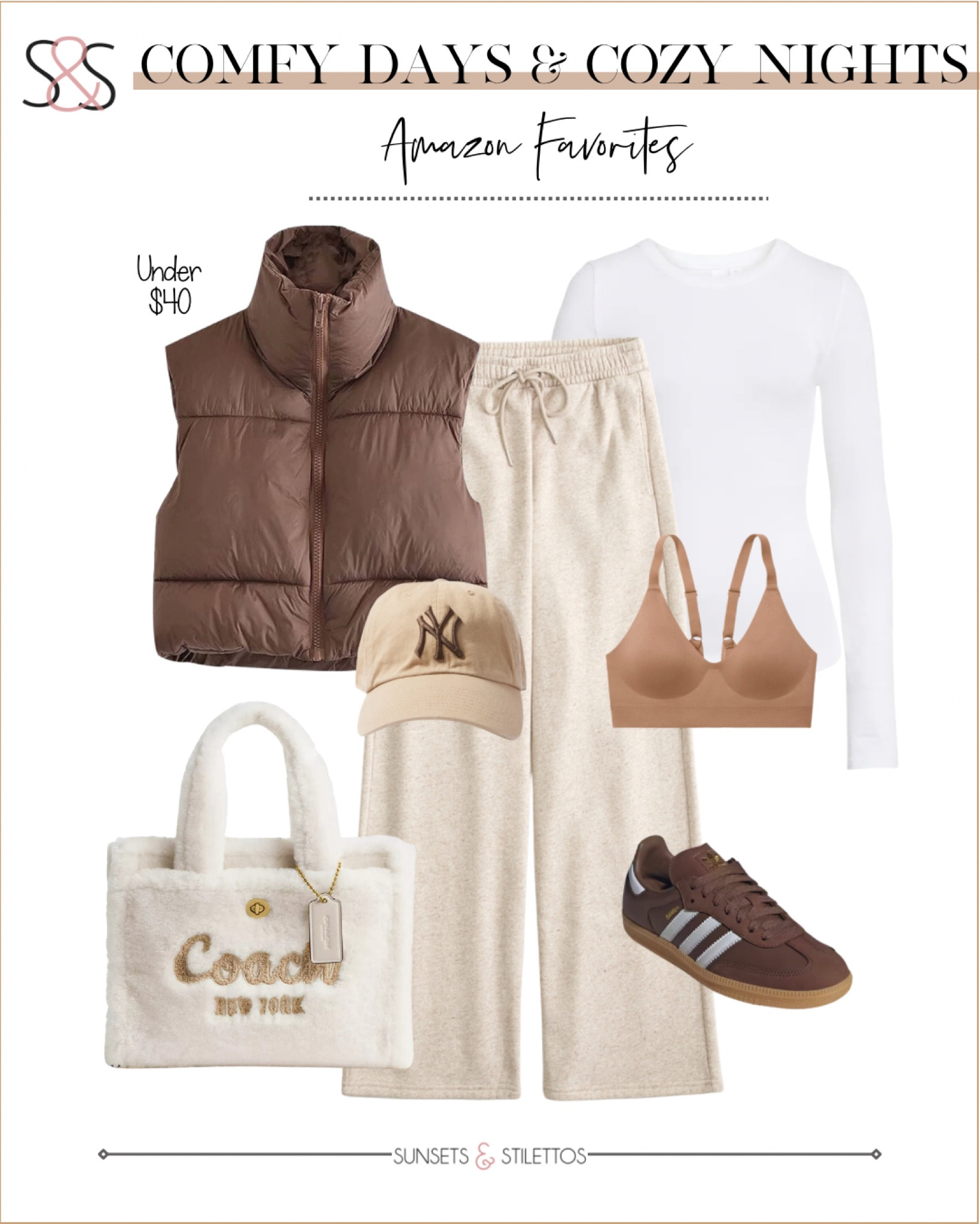 Amazing finds! A puffer vest with wide leg sweatpants is exactly what winter called for. This holiday outfit is perfect for winter!  

Sunsets and Stilettos, weekend wear, adidas sneakers 

#LTKHoliday #LTKFindsUnder50 #LTKOver40