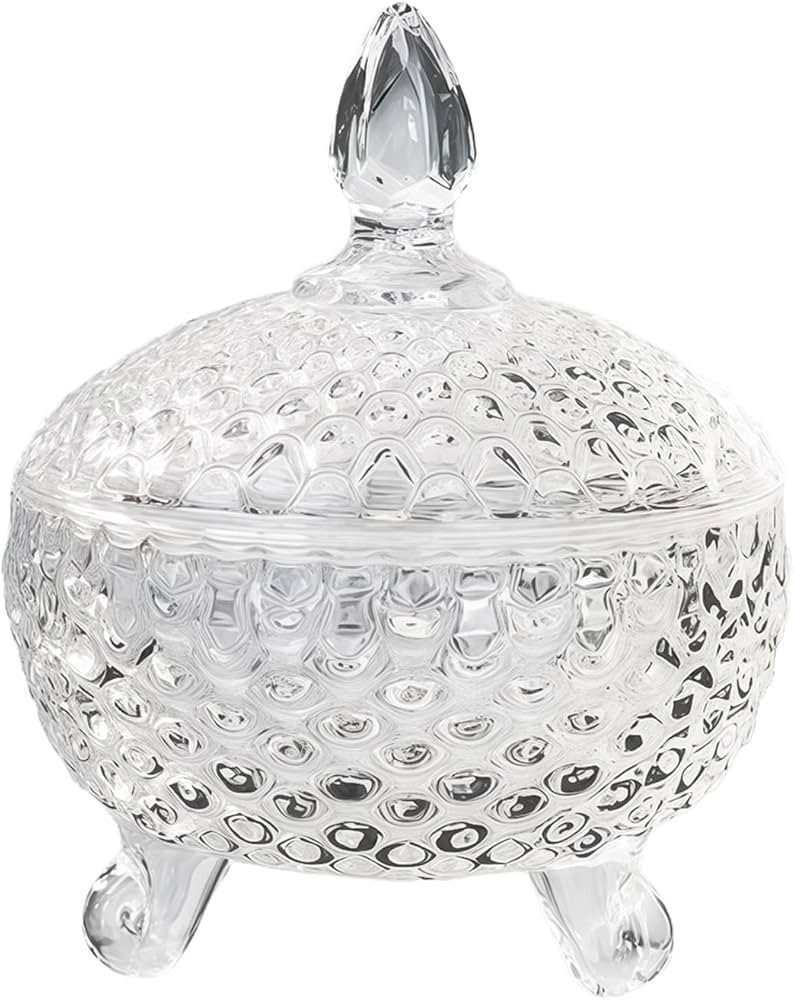 3.5×5inch 180ML/6OZ Clear Glass Candy Jar with Lid Candy Crystal Storage Container for Cookies J... | Amazon (US)