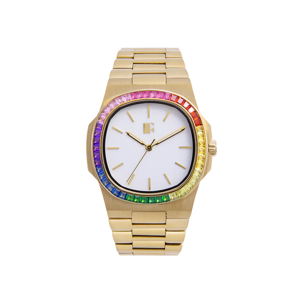 Gold Rainbow Bezel Watch | Rosie Fortescue Jewellery