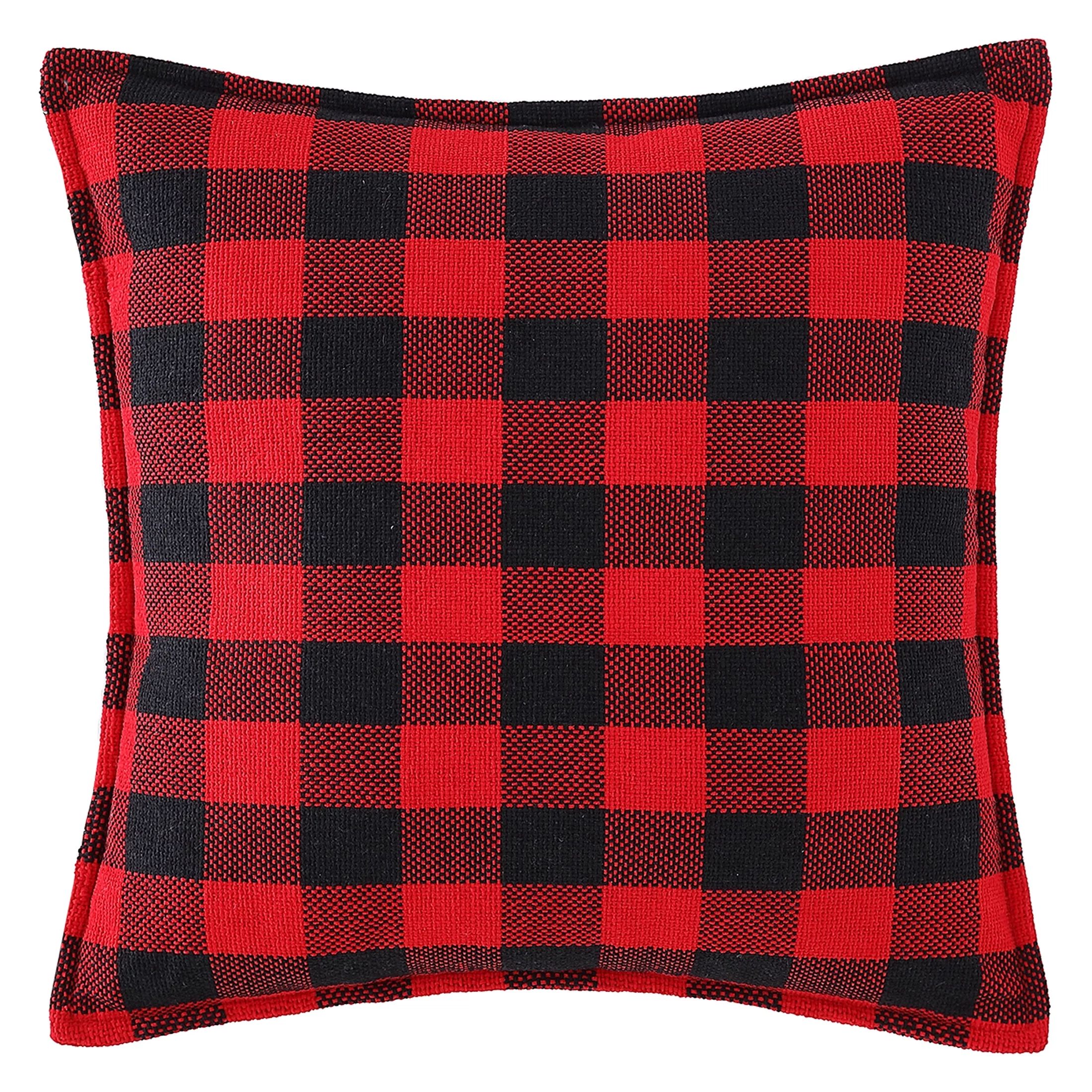 Mainstays, Red Plaid Decorative Throw Pillow, Red, 18" x 18", Square, 1 Pack | Walmart (US)