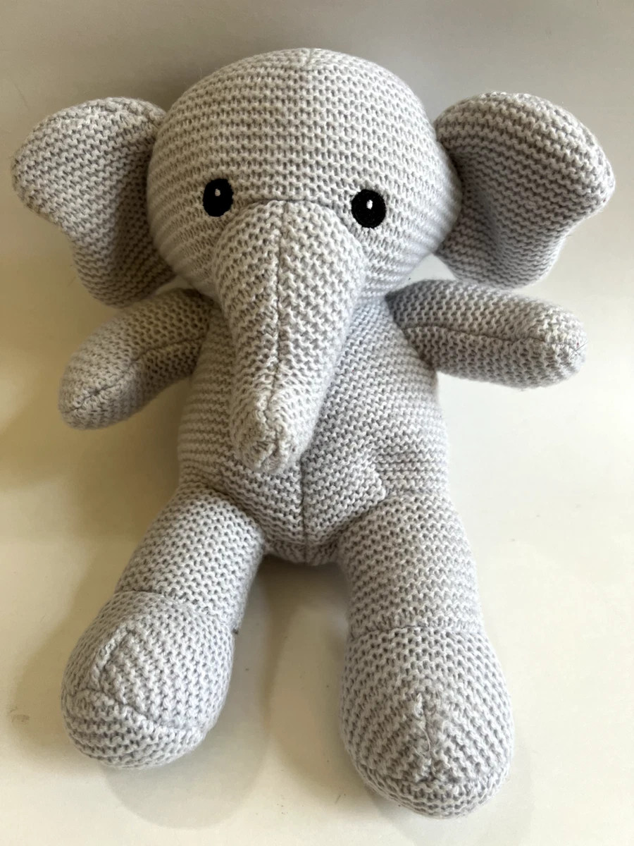Gray Knit Elephant Stuffed Animal Plush Toy Lovey 12" Okie Dokie Crinkle | eBay US