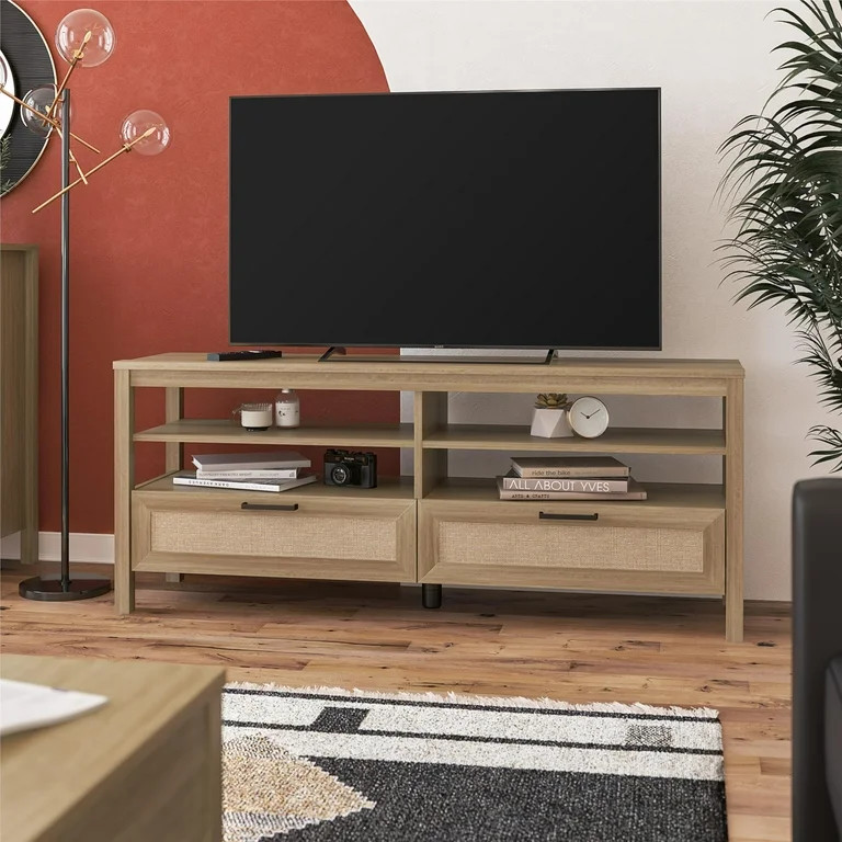 Queer Eye Wimberly TV Stand for TVs up to 65", Natural with Rattan | Walmart (US)
