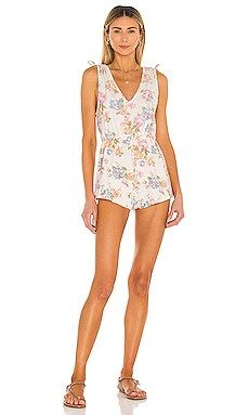 LoveShackFancy Bascom Romper in Morning Surf Pink from Revolve.com | Revolve Clothing (Global)