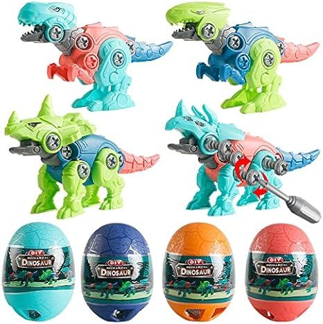 BEIGUO 4 Pack Jumbo Dinosaur Eggs with Take Apart Dinosaur Toys Building Toys for Kids Boys Girls... | Amazon (US)