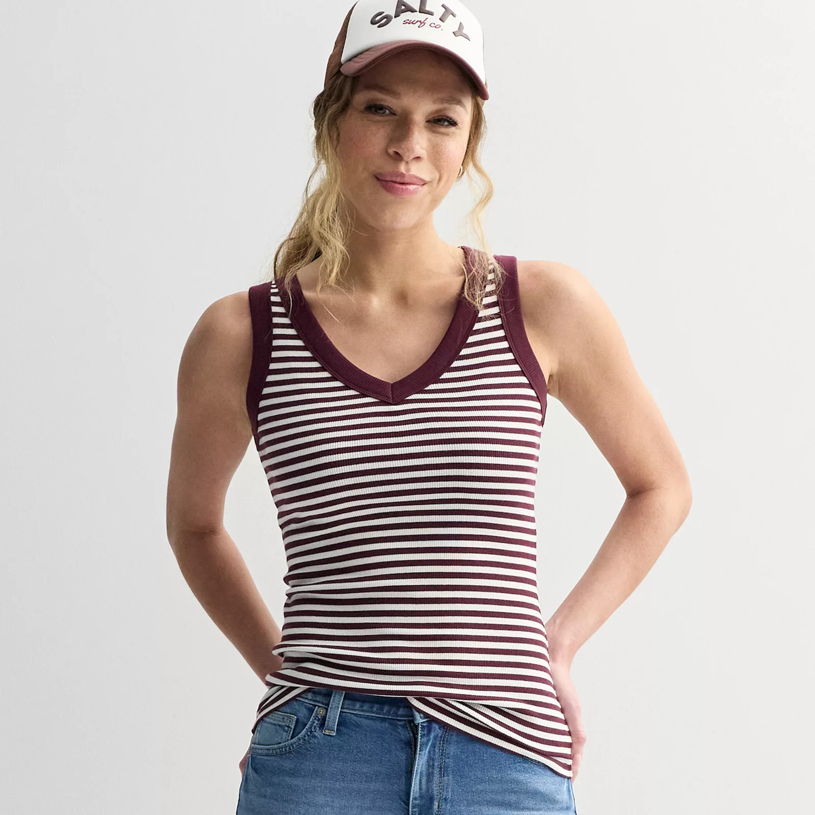 Women's Sonoma Goods For Life® Rib V-Neck Tank Top | Kohl's