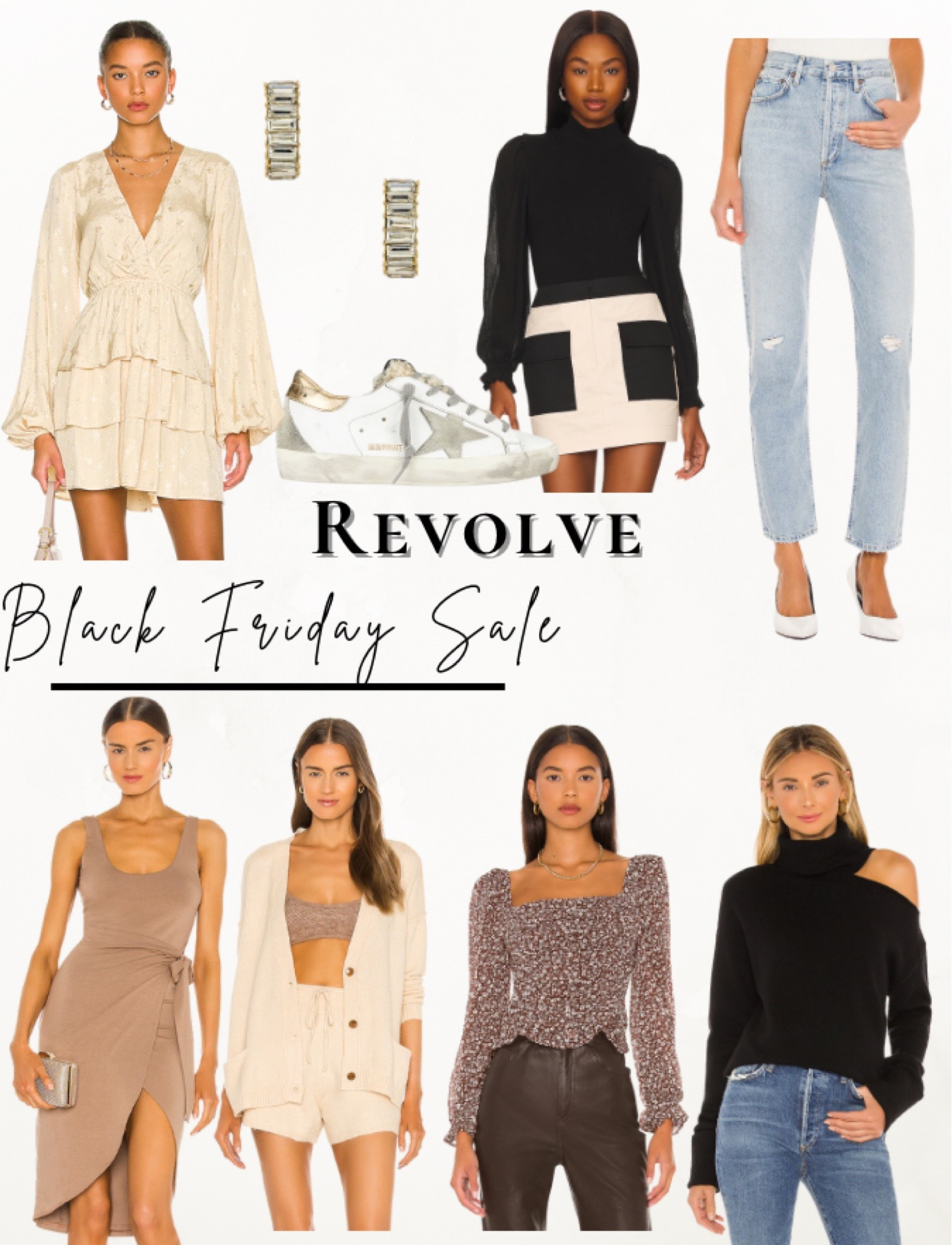 Revolve Black Friday sale!

Mini dress, golden goose sneakers, earrings, light wash jeans,beige dress, cardigan, astr top, & black sweater. 

#LTKHoliday #LTKCyberweek #LTKsalealert