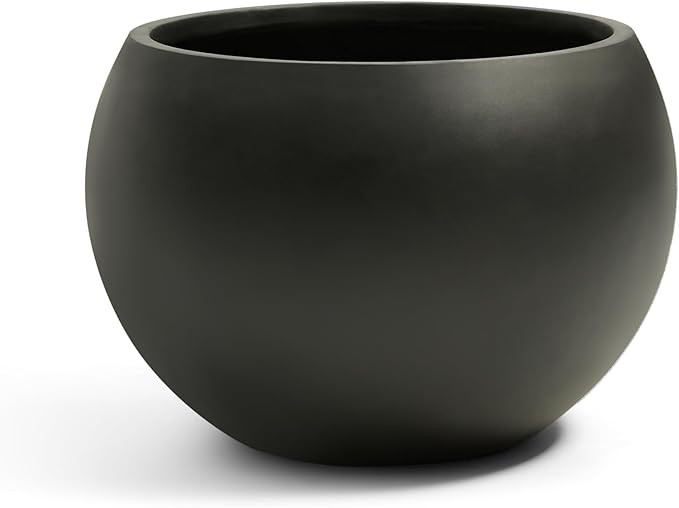 Fiberstone Sphere Planter, Black 15.8" Dia Round Flower Pot with Drainage Hole and Removable Plug... | Amazon (US)