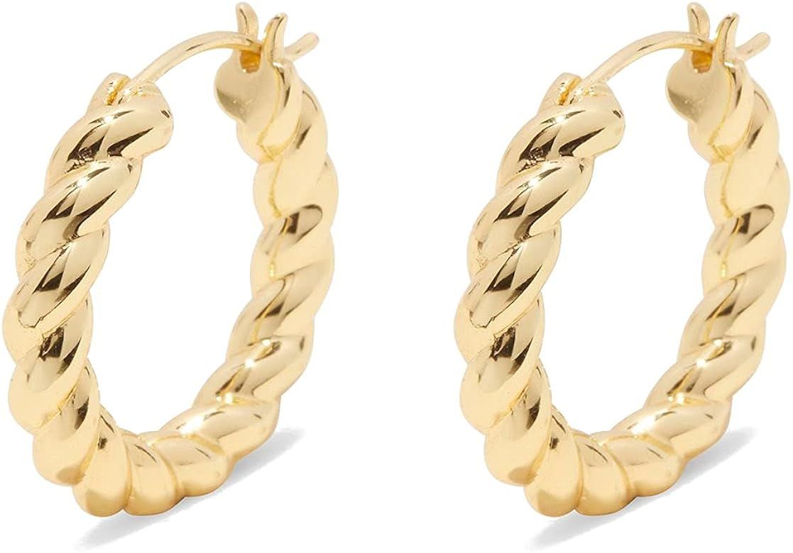 gorjana Women’s Crew Hoops, High Shine Croissant Hoop Earrings, 18K Gold Plated | Amazon (US)