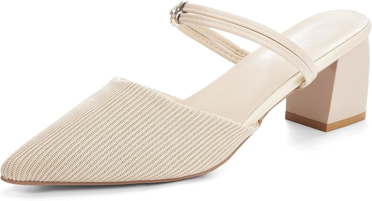 Ankle Strap Chunky Heels for Women, Strappy Low Heel Slingback Heels, Dressy Heels for Women, Kit... | Amazon (US)