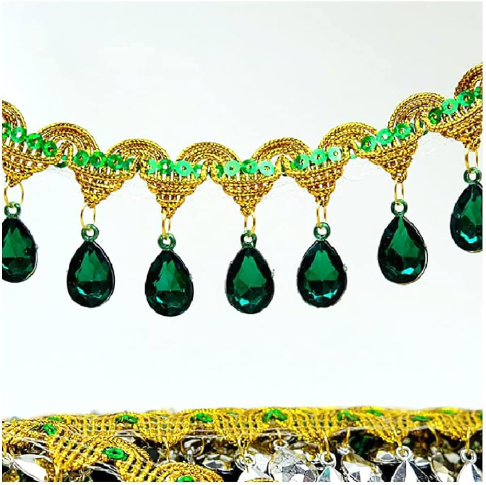 9.3 Yard Hanging Beads Fringe Lace Rhinestone Braided Ribbons Sewing Apparel Trims DIY Craft Sewi... | Amazon (US)