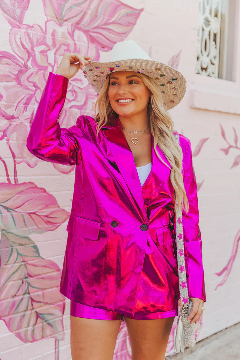 BuddyLove | Avery Oversized Metallic Blazer | Electric | BuddyLove