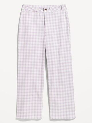 High-Waisted Cropped Wide-Leg Gingham Chino Pants for Women | Old Navy (US)