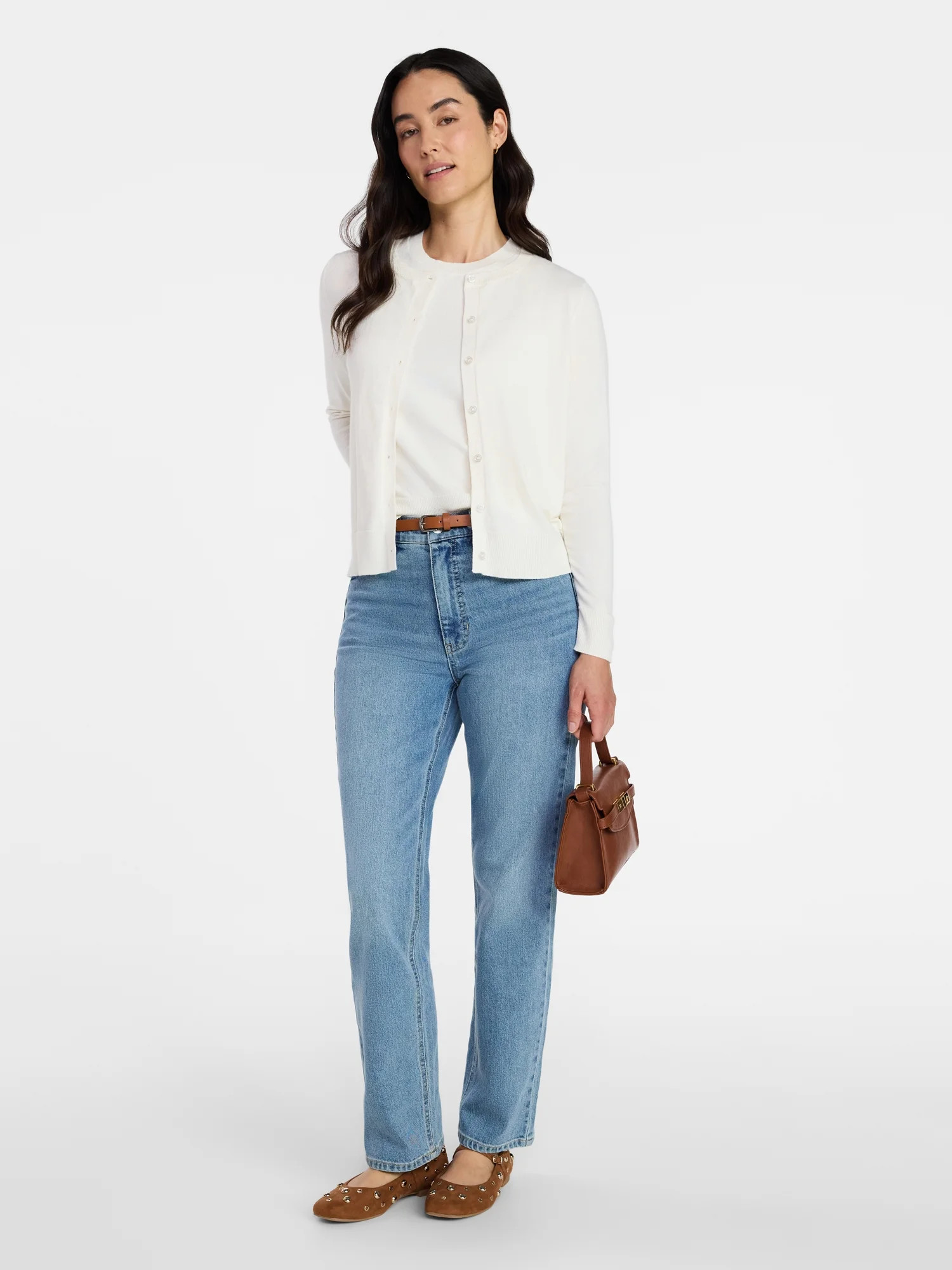 Time and Tru Women's Fine Gauge Cardigan Sweater with Long Sleeves, Lightweight, Sizes XS-XXXL | Walmart (US)