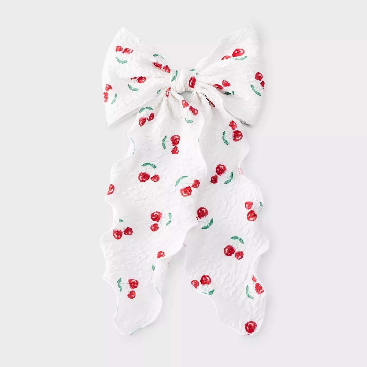 Textured Chiffon Cherry Bow Hair Barrette - Wild Fable™ White | Target