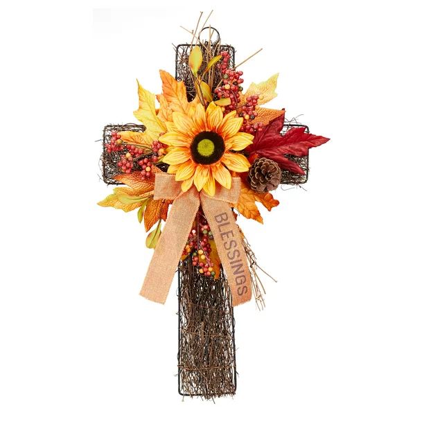 Way to Celebrate Floral Cross Blessings Hanging Decoration, 22" | Walmart (US)