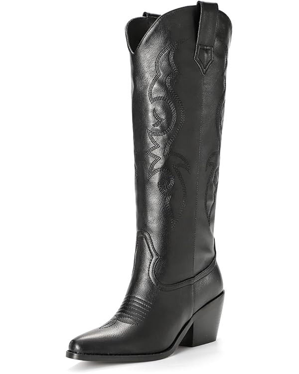 White Cowboy Boots for Women - Wide Calf Rhinestone Cowgirl Boots, Women Knee High Western Boots,... | Amazon (US)