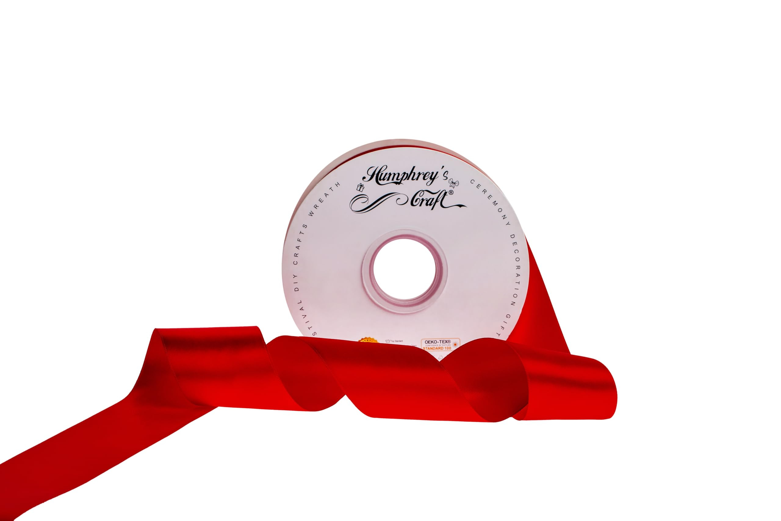 Humphrey's Craft 2 Inch Red Double Faced Satin Ribbon - Continuous 50 Yards Thick Satin Ribbon fo... | Amazon (US)