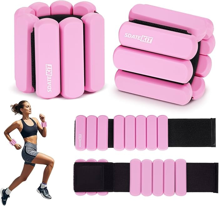 1lb Ankle & Wrist Weights for Women - Set of 2 (Total 2lbs) Adjustable Silicone Fitness Bracelets... | Amazon (US)
