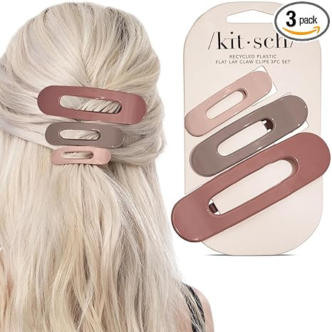 Kitsch Flat Claw Clips for Women - Strong Grip, Comfortable Design | Durable Plastic, Glossy Fini... | Amazon (US)