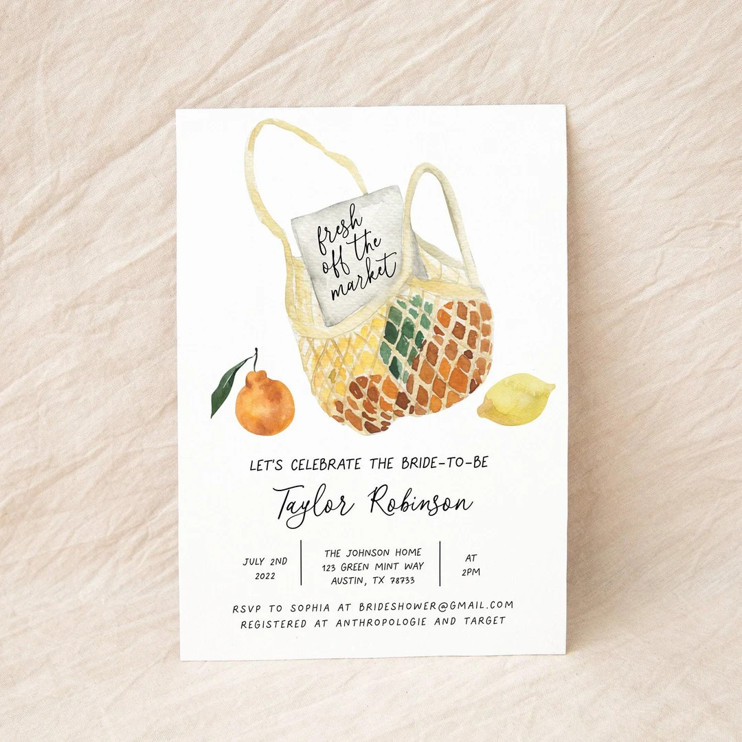 Farmer's Market Bridal Shower Invitation, off the Market Bride, Bridal Brunch Invite, Lemon, Oran... | Etsy (US)