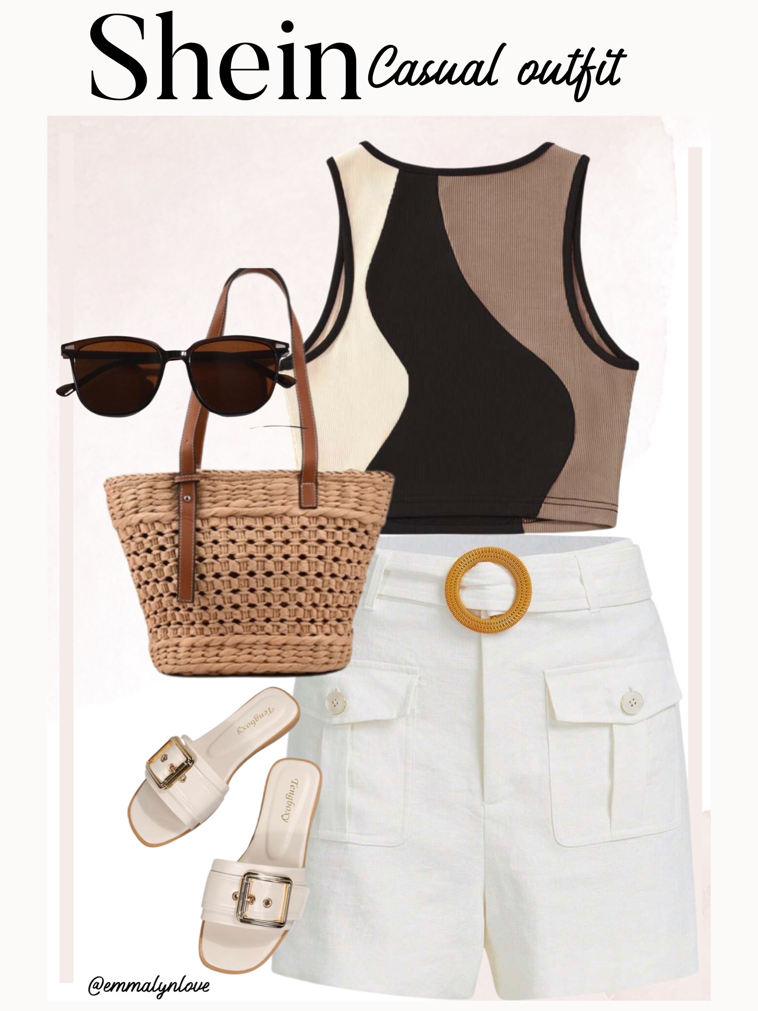 Casual Shein Summer outfit. Summer style, casual outfit, white shorts, summer sandals 

#LTKstyletip #LTKunder100 #LTKFind