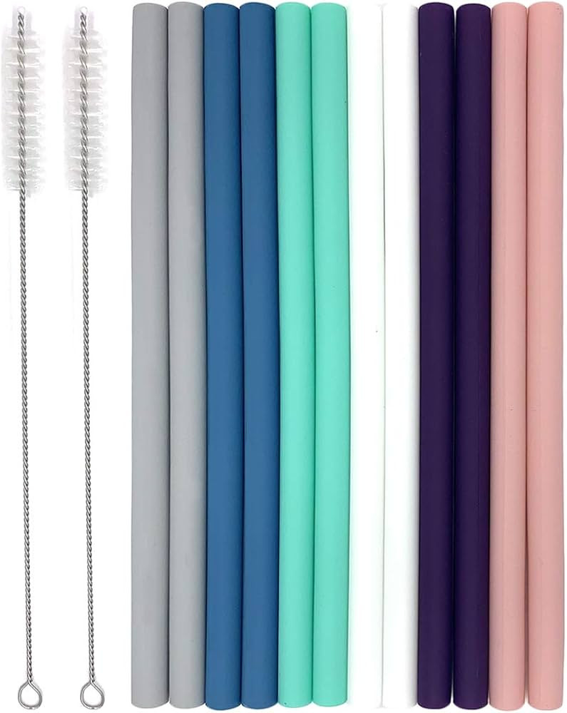 Senneny Set of 12 Silicone Drinking Straws for 30oz and 20oz - Reusable Silicone Straws BPA Free ... | Amazon (US)