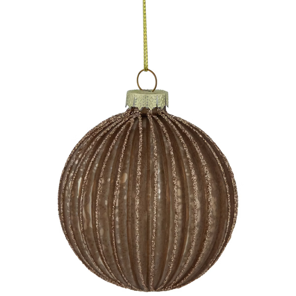 Northlight Glittered Glass Ball Christmas Ornaments - 3" (75mm) - Brown - 4ct | Target