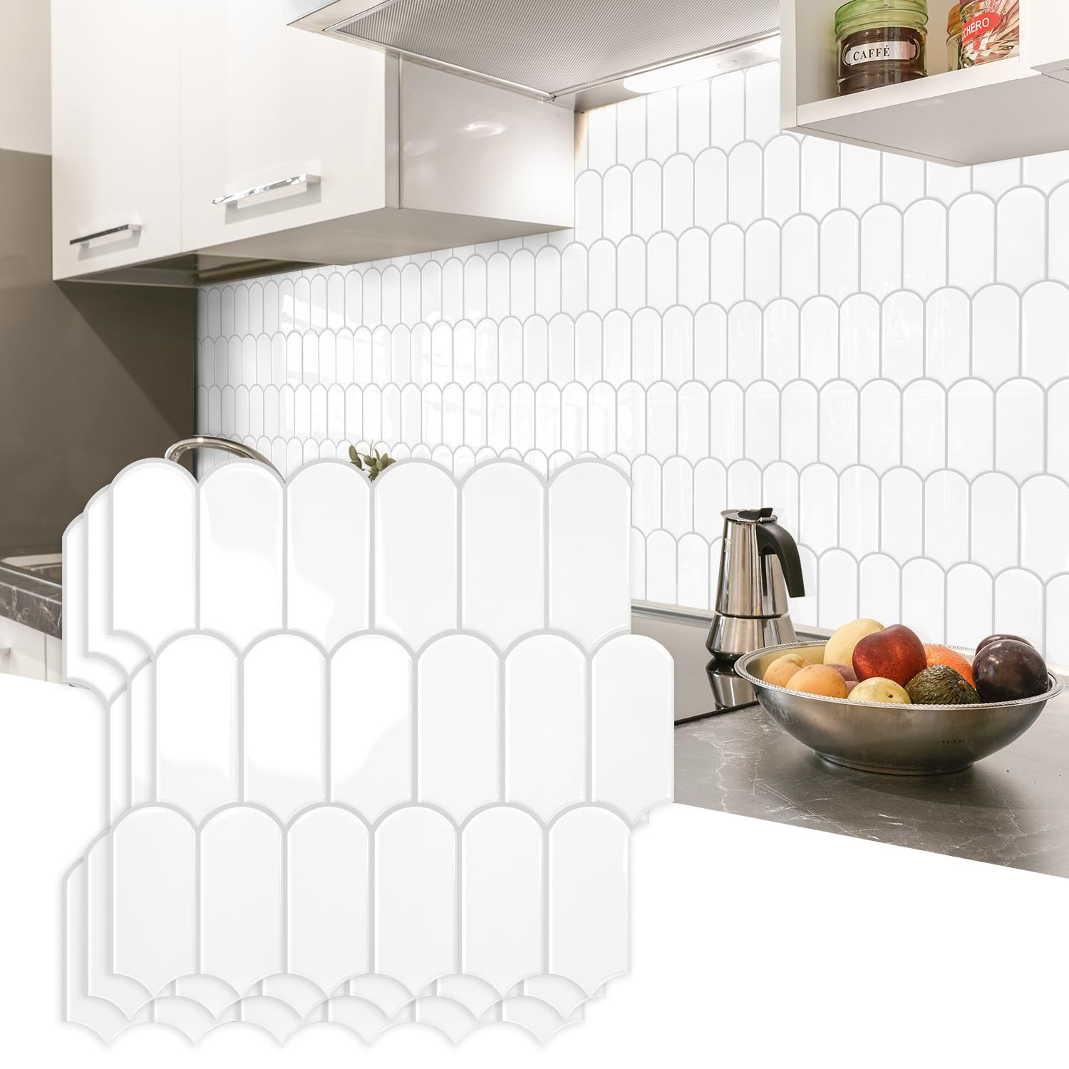 Vamos Tile Upgraded Thicker Design Peel and Stick Backsplash Tile, 10-Sheet White with Gray Grout... | Amazon (US)
