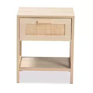 Baxton Studio Sebille 1-Drawer Light Brown Nightstand (18.9 in. H x 15.7 in. W x 15.7 in. D) 207-... | The Home Depot