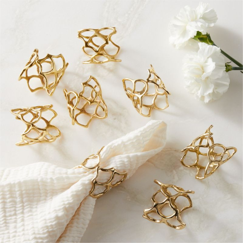 Basal Modern Polished Brass Napkin Rings Set of 8 + Reviews | CB2 | CB2