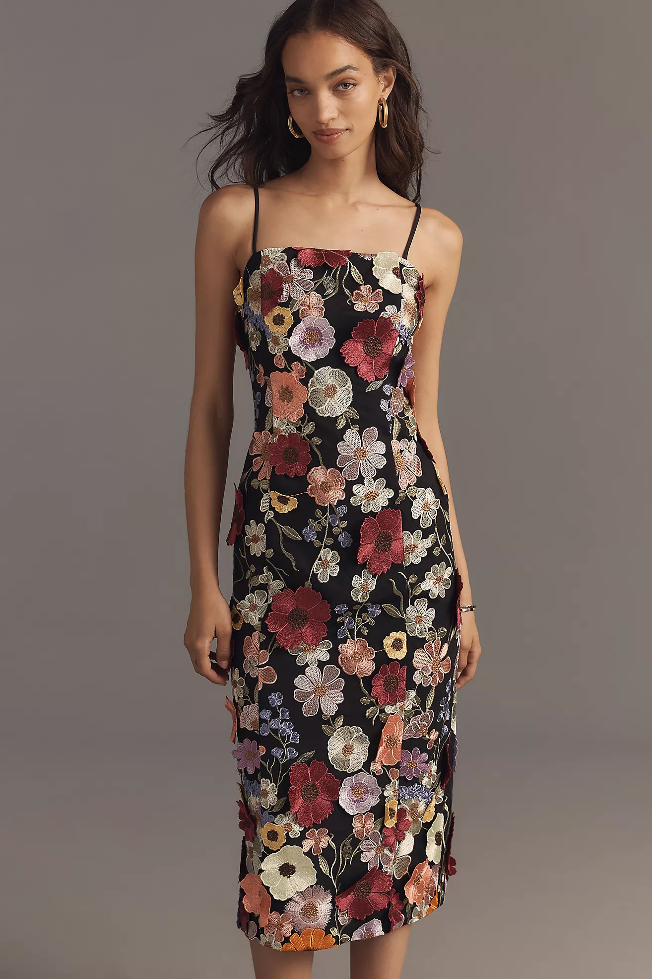 Endless Rose Sleeveless Floral Embroidered Midi Dress | Anthropologie (US)