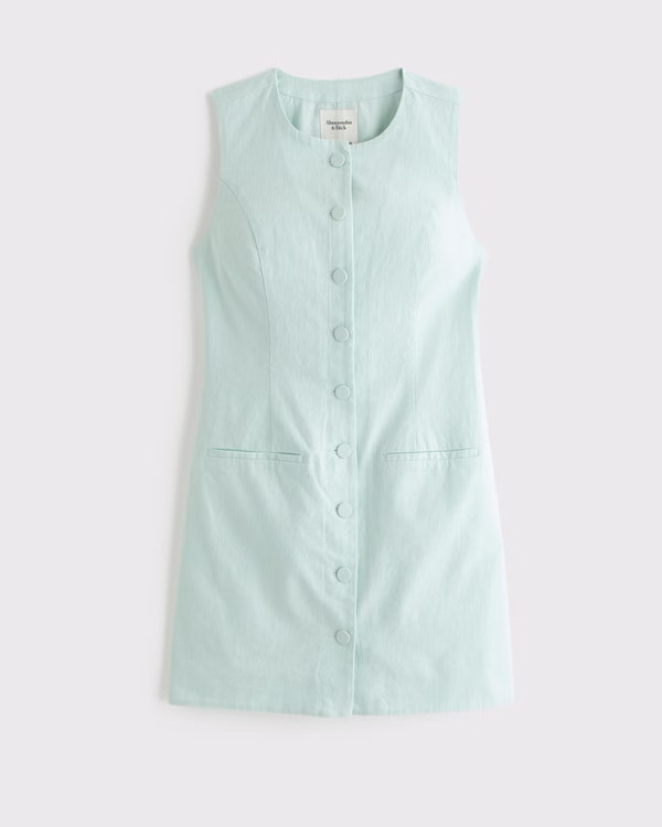 The A&F Mara Linen-Blend Mini Dress | Abercrombie & Fitch (US)