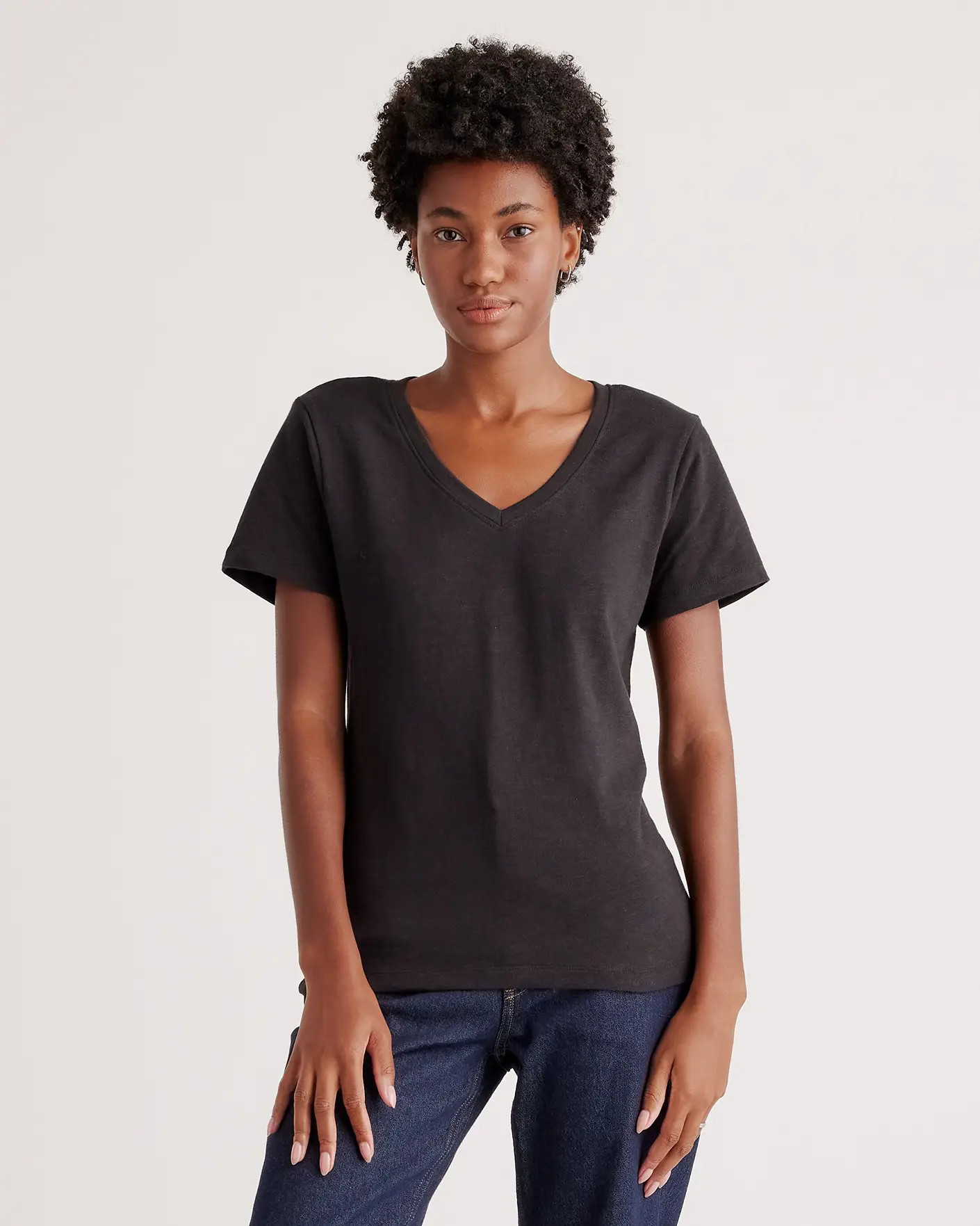 100% Organic Cotton Slub V Neck Tee | Quince