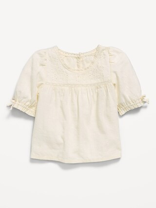 Short-Sleeve Eyelet Lace-Trim Top for Toddler Girls | Old Navy (US)