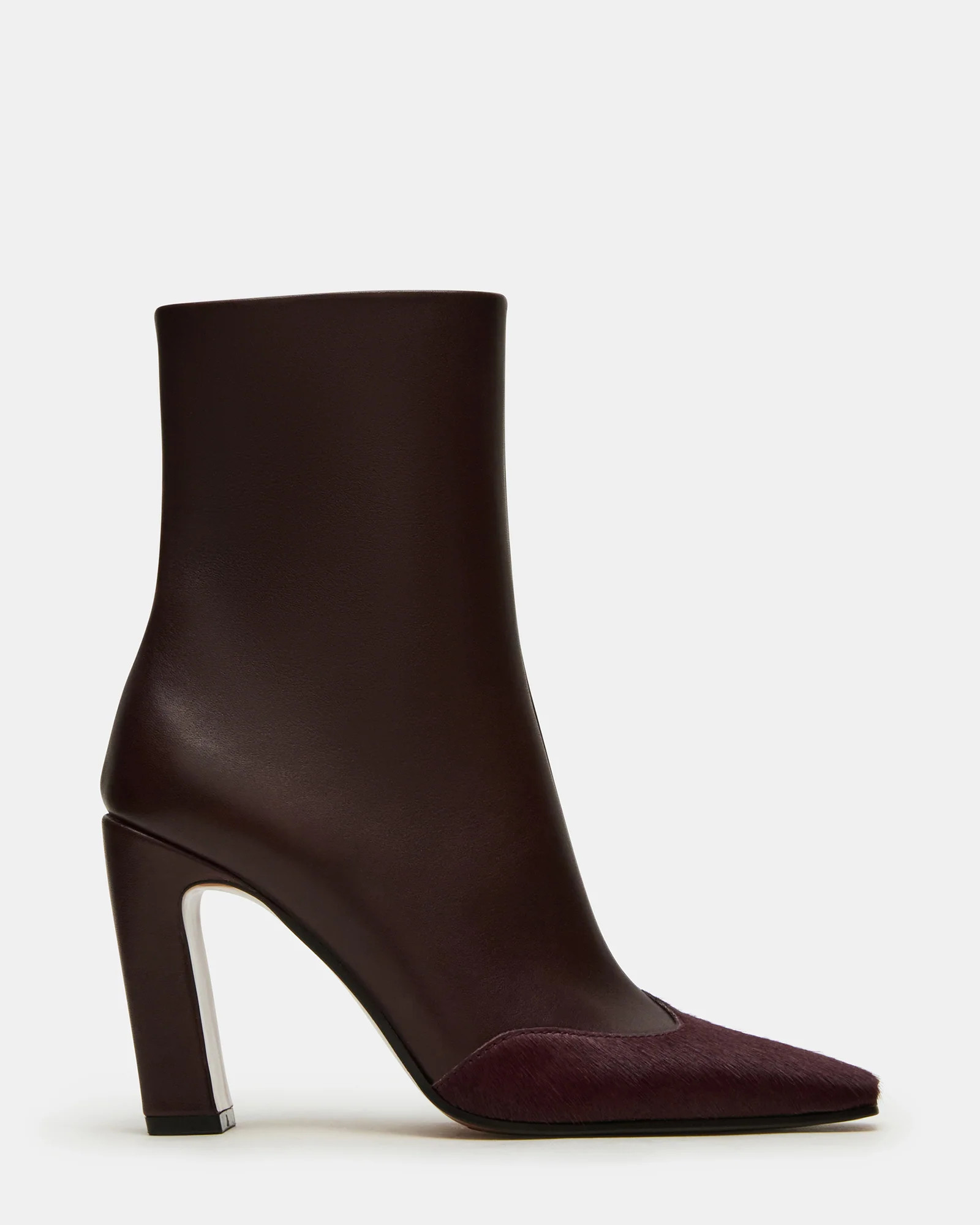 LYLE Burgundy Leather Square-Toe Heeled Women's Ankle Boot | Steve Madden (US)
