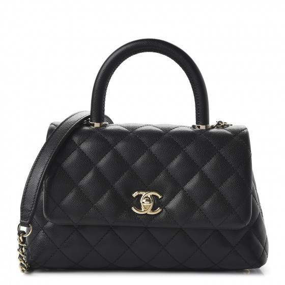 CHANEL Caviar Quilted Mini Coco Handle Flap Black | Fashionphile
