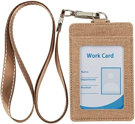 Faux Leather Vertical Badge Holder Lanyard ID Card Holder Case with 1 ID Window for School Office... | Amazon (US)