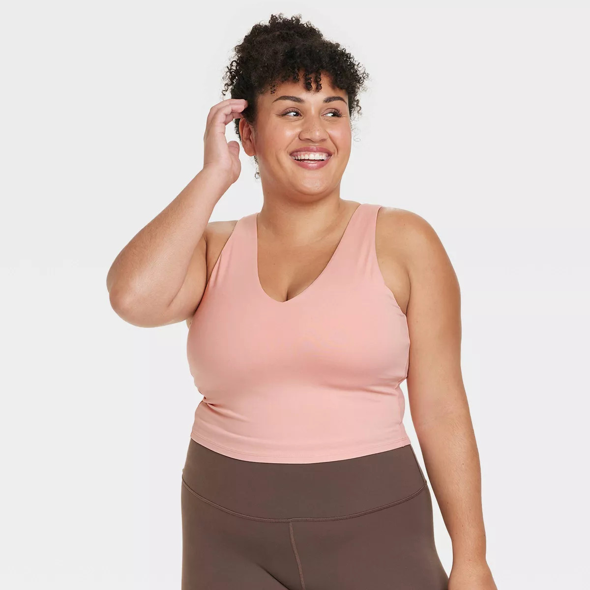 Women's Light Support V-Neck Crop Sports Bra - All In Motion™ Light Pink XXL | Target